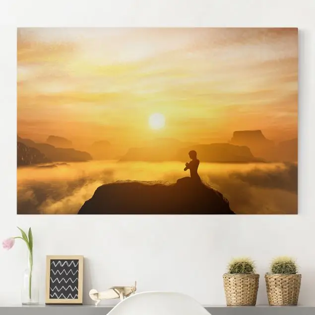 Yoga Meditation Leinwandbild • hergestellt in Deutschland • langlebiges Canvas mit Holzkeilrahmen • klassische Struktur Neue Kollektion