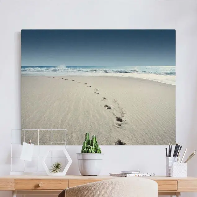 Versand Am Gleichen Tag Spuren im Sand Leinwandbild auf Canvas Natural