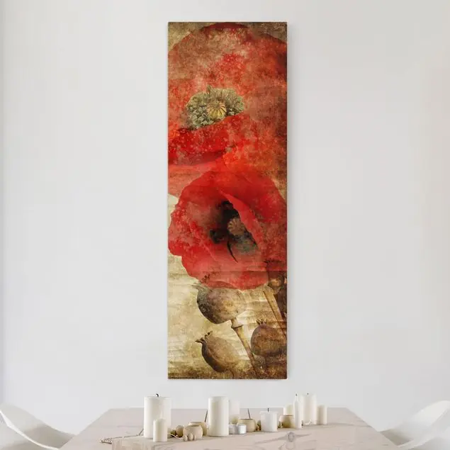 Poppy Flower Leinwandbild • hergestellt in Deutschland • langlebiges Canvas mit Holzkeilrahmen • klassische Struktur Billig