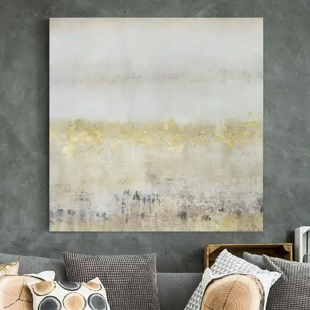 Goldene Farbfelder I Leinwandbild • hergestellt in Deutschland • langlebiges Canvas mit Holzkeilrahmen • klassische Struktur Schneller Versand