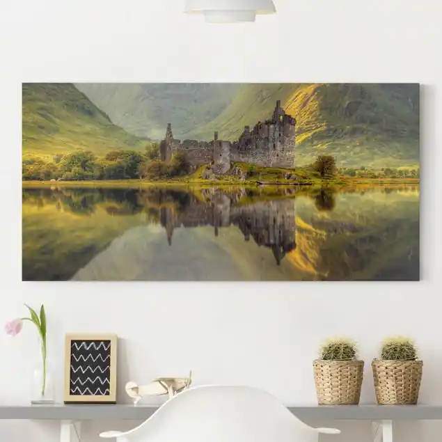 Preiswert Kilchurn Castle in Schottland Leinwandbild • hergestellt in Deutschland • langlebiges Canvas mit Holzkeilrahmen • klassische Struktur