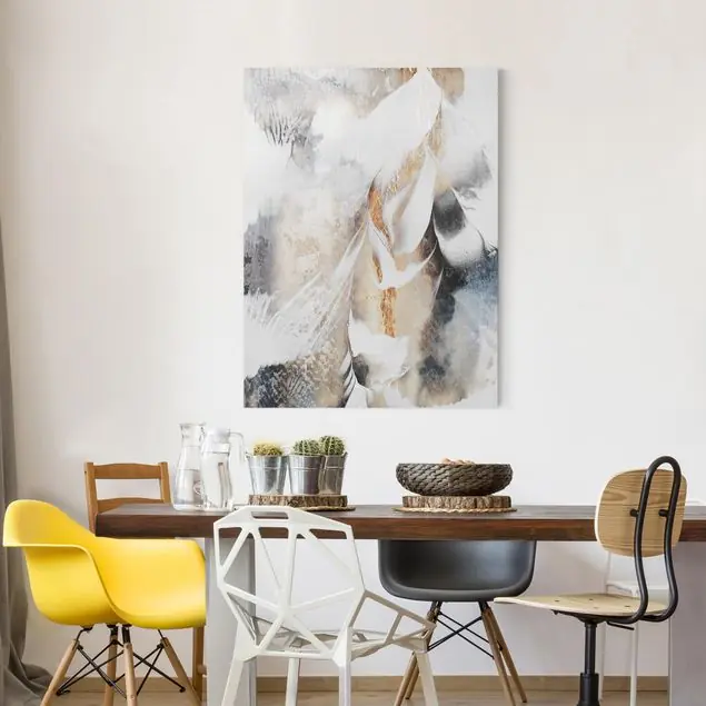 Preis Gesenkt Goldene abstrakte Wintermalerei Leinwandbild • hergestellt in Deutschland • langlebiges Canvas mit Holzkeilrahmen • klassische Struktur