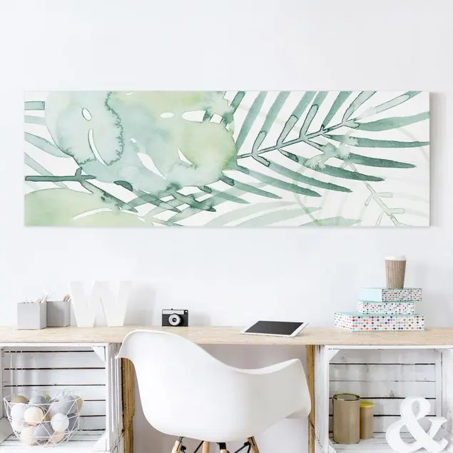 Palmwedel in Wasserfarbe I Leinwandbild • hergestellt in Deutschland • langlebiges Canvas mit Holzkeilrahmen • klassische Struktur Neuheit