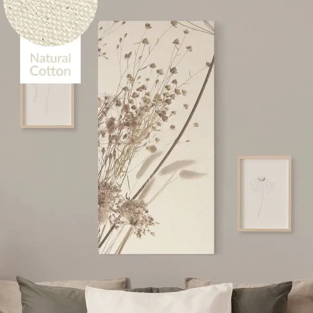 Bouquet aus Ziergras und Blüten Leinwandbild auf Canvas Natural Expressversand
