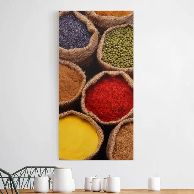 Colourful Spices Leinwandbild • hergestellt in Deutschland • langlebiges Canvas mit Holzkeilrahmen • klassische Struktur Markenprodukt