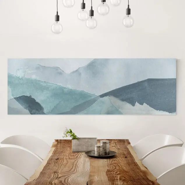 Wogen in Blau III Leinwandbild • hergestellt in Deutschland • langlebiges Canvas mit Holzkeilrahmen • klassische Struktur Zertifiziert