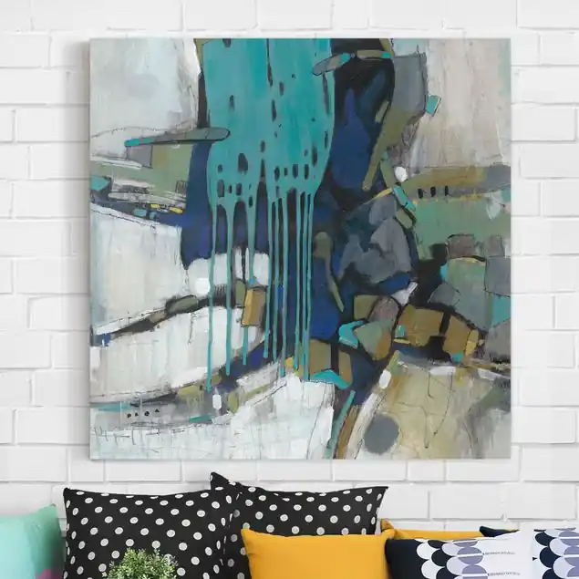 Trennung Türkis II Leinwandbild • hergestellt in Deutschland • langlebiges Canvas mit Holzkeilrahmen • klassische Struktur Neu