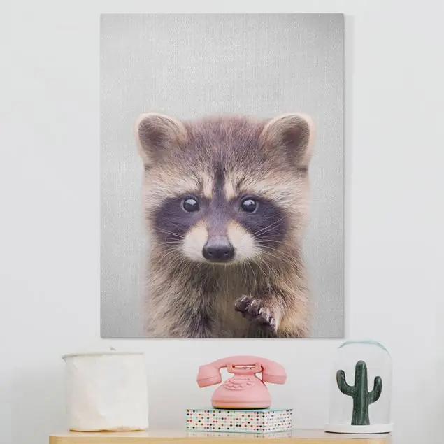 Baby Waschbär Wicky Leinwandbild • hergestellt in Deutschland • langlebiges Canvas mit Holzkeilrahmen • klassische Struktur Begrenztes Angebot