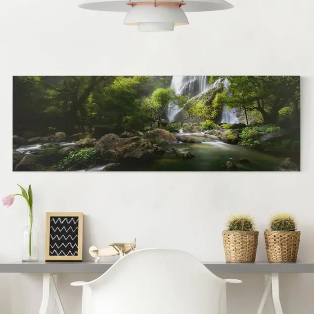 Gebirgsbach Leinwandbild • hergestellt in Deutschland • langlebiges Canvas mit Holzkeilrahmen • klassische Struktur Ausverkauf
