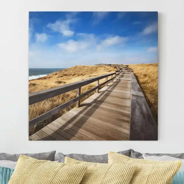 Nordseespaziergang Leinwandbild • hergestellt in Deutschland • langlebiges Canvas mit Holzkeilrahmen • klassische Struktur Direktkauf