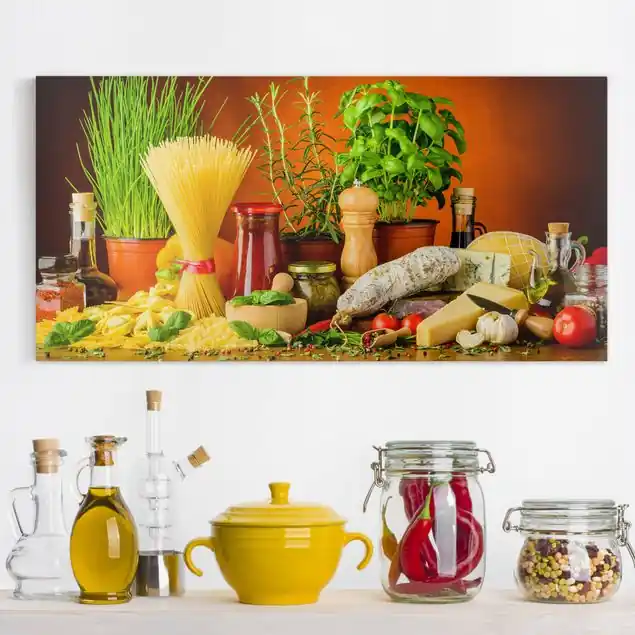 Italienische Küche Leinwandbild • hergestellt in Deutschland • langlebiges Canvas mit Holzkeilrahmen • klassische Struktur Neu