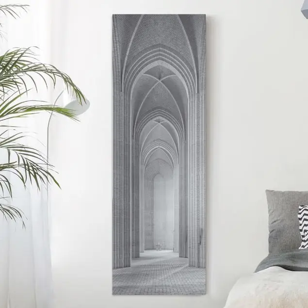 Begrenztes Angebot Kreuzgang in der Grundtvigs Kirke Leinwandbild • hergestellt in Deutschland • langlebiges Canvas mit Holzkeilrahmen • klassische Struktur