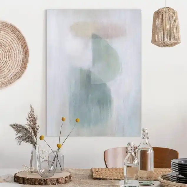 Steine hinter Nebelwand Leinwandbild • hergestellt in Deutschland • langlebiges Canvas mit Holzkeilrahmen • klassische Struktur Neuheit