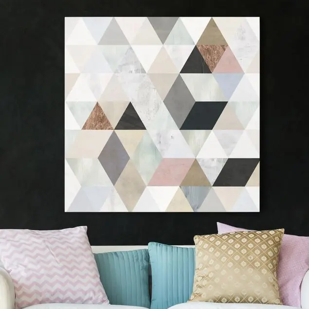 Aquarell-Mosaik mit Dreiecken I Leinwandbild • hergestellt in Deutschland • langlebiges Canvas mit Holzkeilrahmen • klassische Struktur Solange Der Vorrat Reicht