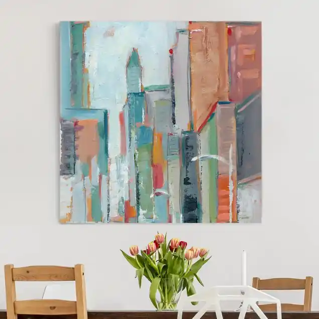 Zeitgenössische Innenstadt I Leinwandbild • hergestellt in Deutschland • langlebiges Canvas mit Holzkeilrahmen • klassische Struktur Wochenendangebot