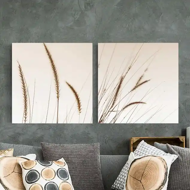 Bestseller Feldgrass in Sepia 2-teiliges Leinwandbild
