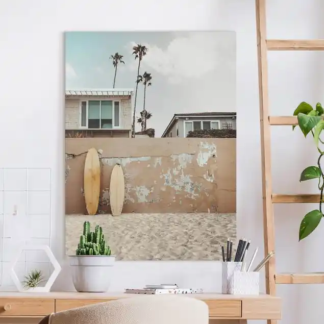 Top-Angebot Leb deinen Traum in Kalifornien Leinwandbild • hergestellt in Deutschland • langlebiges Canvas mit Holzkeilrahmen • klassische Struktur
