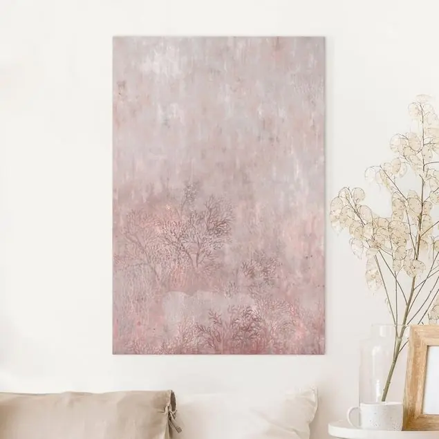 Günstig Rosa Korallengrund Leinwandbild • hergestellt in Deutschland • langlebiges Canvas mit Holzkeilrahmen • klassische Struktur