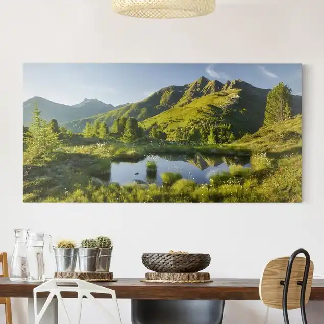 Blick vom Hirschbichl ins Defereggental Leinwandbild • hergestellt in Deutschland • langlebiges Canvas mit Holzkeilrahmen • klassische Struktur Expressversand