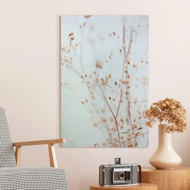 Kostenfreie Lieferung Pastellknospen am Wildblumenzweig Leinwandbild • hergestellt in Deutschland • langlebiges Canvas mit Holzkeilrahmen • klassische Struktur