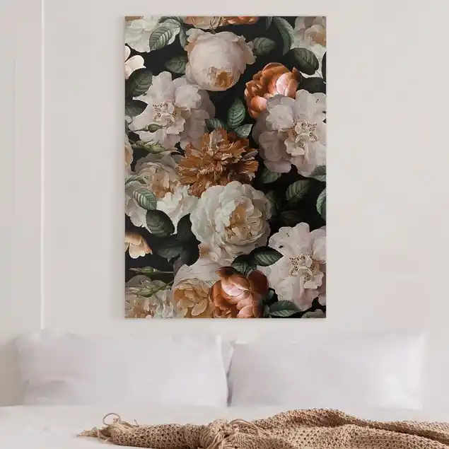 Rote Rosen mit Weißen Rosen Leinwandbild • hergestellt in Deutschland • langlebiges Canvas mit Holzkeilrahmen • klassische Struktur Direktkauf