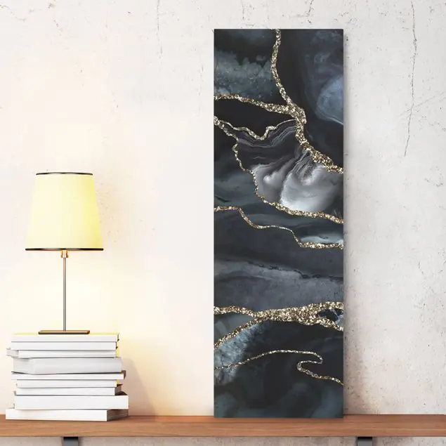 Schwarz mit Glitzer Gold Leinwandbild • hergestellt in Deutschland • langlebiges Canvas mit Holzkeilrahmen • klassische Struktur Nur Heute