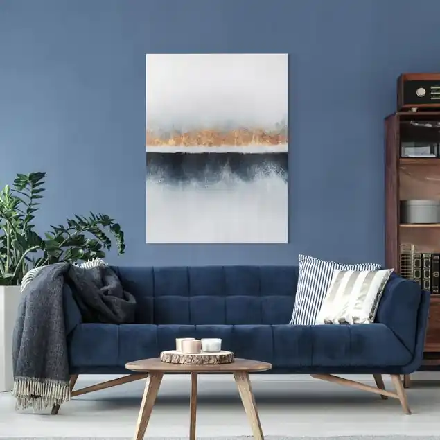 Bestpreis Goldener Horizont Aquarell Leinwandbild • hergestellt in Deutschland • langlebiges Canvas mit Holzkeilrahmen • klassische Struktur