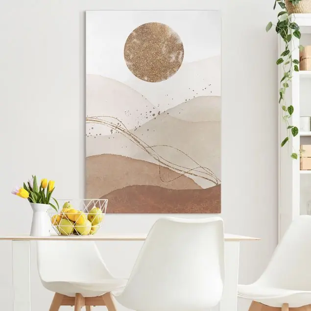 Aquarell Landschaft Sonnensturm Leinwandbild • hergestellt in Deutschland • langlebiges Canvas mit Holzkeilrahmen • klassische Struktur Sale