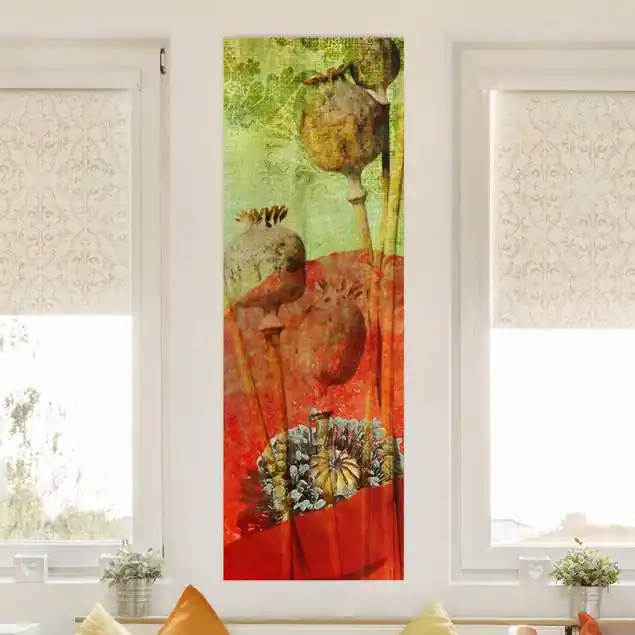 Kracherpreis Poppy Stalks Leinwandbild • hergestellt in Deutschland • langlebiges Canvas mit Holzkeilrahmen • klassische Struktur