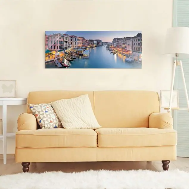 Abendstimmung auf Canal Grande in Venedig Glasbild - Panorama Super-Preis