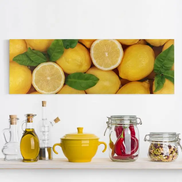 Saftige Zitronen Leinwandbild • hergestellt in Deutschland • langlebiges Canvas mit Holzkeilrahmen • klassische Struktur Top-Seller