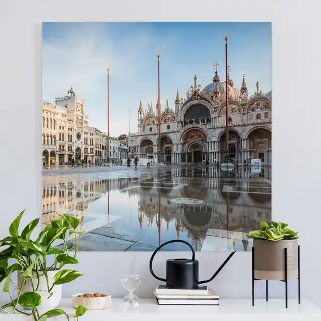 Markusplatz in Venedig Leinwandbild • hergestellt in Deutschland • langlebiges Canvas mit Holzkeilrahmen • klassische Struktur Bestseller