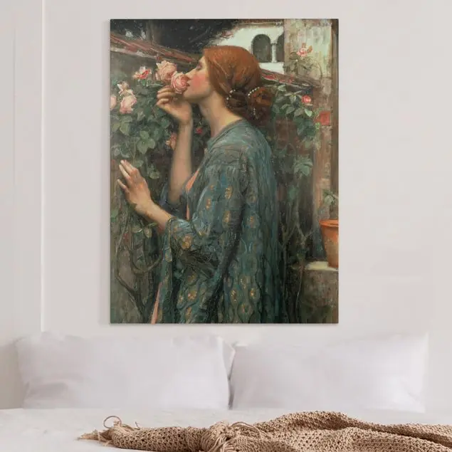 John William Waterhouse - Die Seele der Rose Leinwandbild • hergestellt in Deutschland • langlebiges Canvas mit Holzkeilrahmen • klassische Struktur Echt