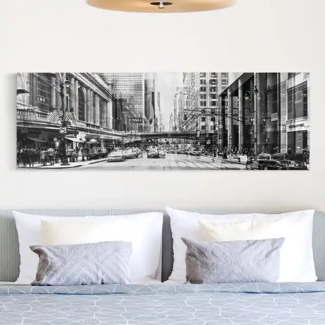 Preisreduziert NYC Urban schwarz-weiß Leinwandbild • hergestellt in Deutschland • langlebiges Canvas mit Holzkeilrahmen • klassische Struktur