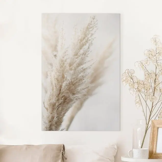 Ausverkauf Makroaufnahme Pampasgras Leinwandbild • hergestellt in Deutschland • langlebiges Canvas mit Holzkeilrahmen • klassische Struktur