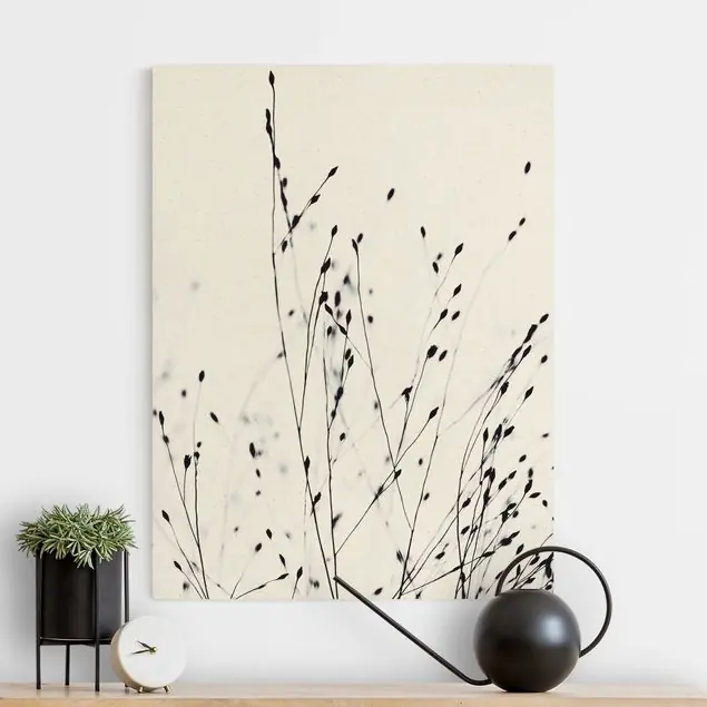 Zarte Gräser im nahen Schatten Leinwandbild auf Canvas Natural Top-Seller