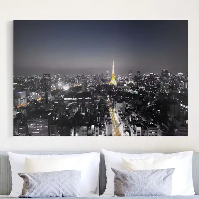Tokio Leinwandbild • hergestellt in Deutschland • langlebiges Canvas mit Holzkeilrahmen • klassische Struktur Zertifiziert