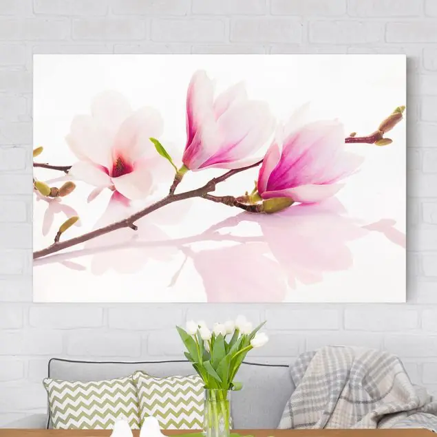Zarter Magnolienzweig Leinwandbild • hergestellt in Deutschland • langlebiges Canvas mit Holzkeilrahmen • klassische Struktur Heißes Angebot
