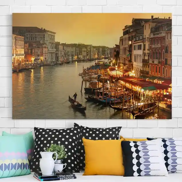 Sofort Bestellen Großer Kanal von Venedig Leinwandbild • hergestellt in Deutschland • langlebiges Canvas mit Holzkeilrahmen • klassische Struktur