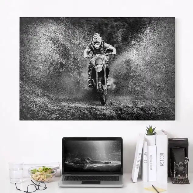 Beliebt Motocross im Schlamm Leinwandbild • hergestellt in Deutschland • langlebiges Canvas mit Holzkeilrahmen • klassische Struktur