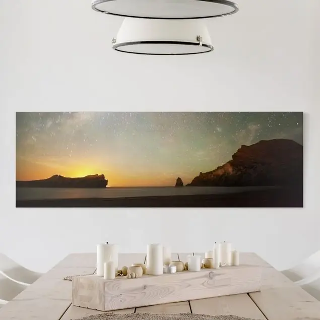 Sternenhimmel über dem Meer Leinwandbild • hergestellt in Deutschland • langlebiges Canvas mit Holzkeilrahmen • klassische Struktur Garantierte Lieferung