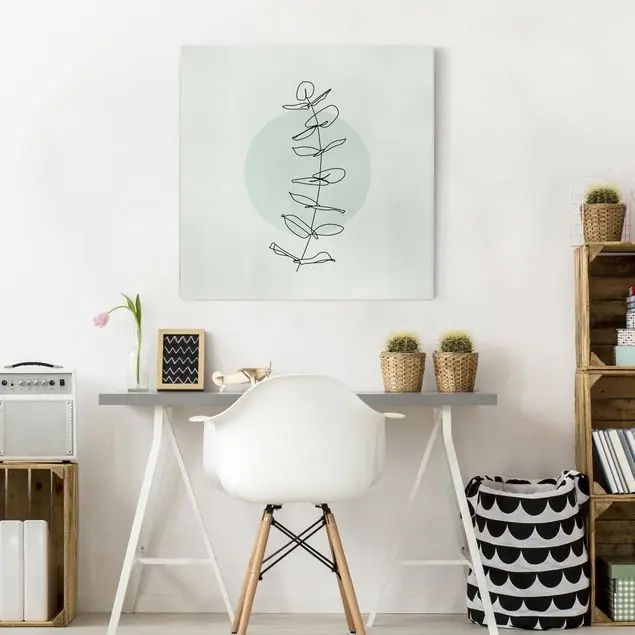 Zweig Geometrie Kreis Line Art Leinwandbild • hergestellt in Deutschland • langlebiges Canvas mit Holzkeilrahmen • klassische Struktur Gratis Versand