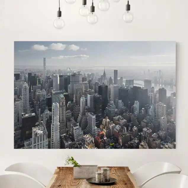 Zertifiziert Upper Manhattan New York City Leinwandbild • hergestellt in Deutschland • langlebiges Canvas mit Holzkeilrahmen • klassische Struktur